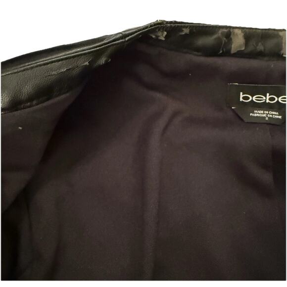 Preowned Ladies Bebe Black Cropped Mixed Media Jacket Size 2 - Picture 5 of 12